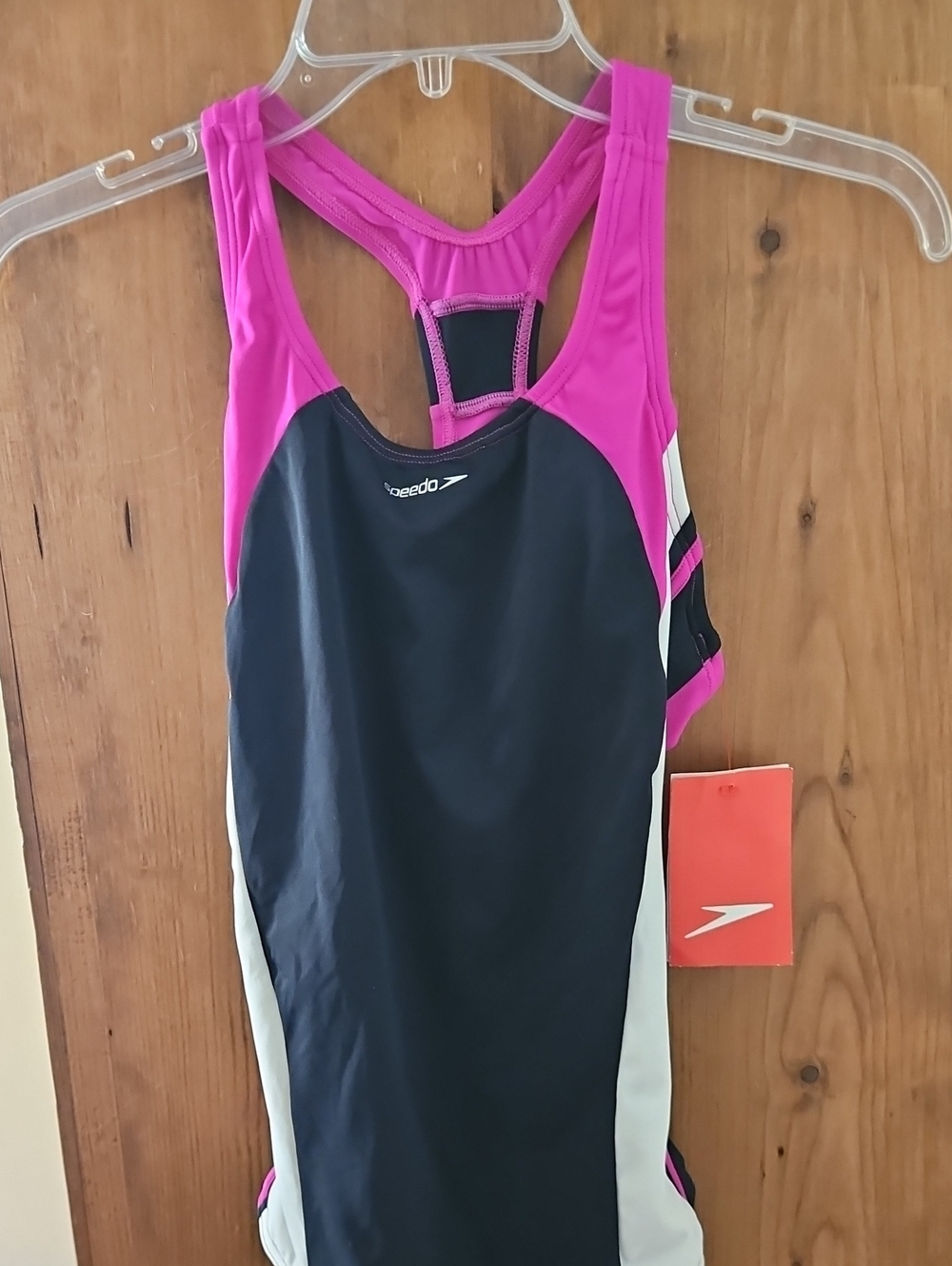 Nwt Speedo Women's Girls  Black & Pink One-Piece Swimsuit